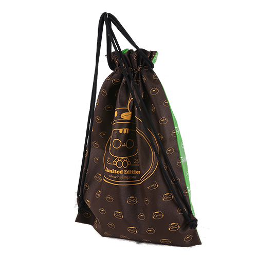 褐色無紡布購物收納束口袋定做